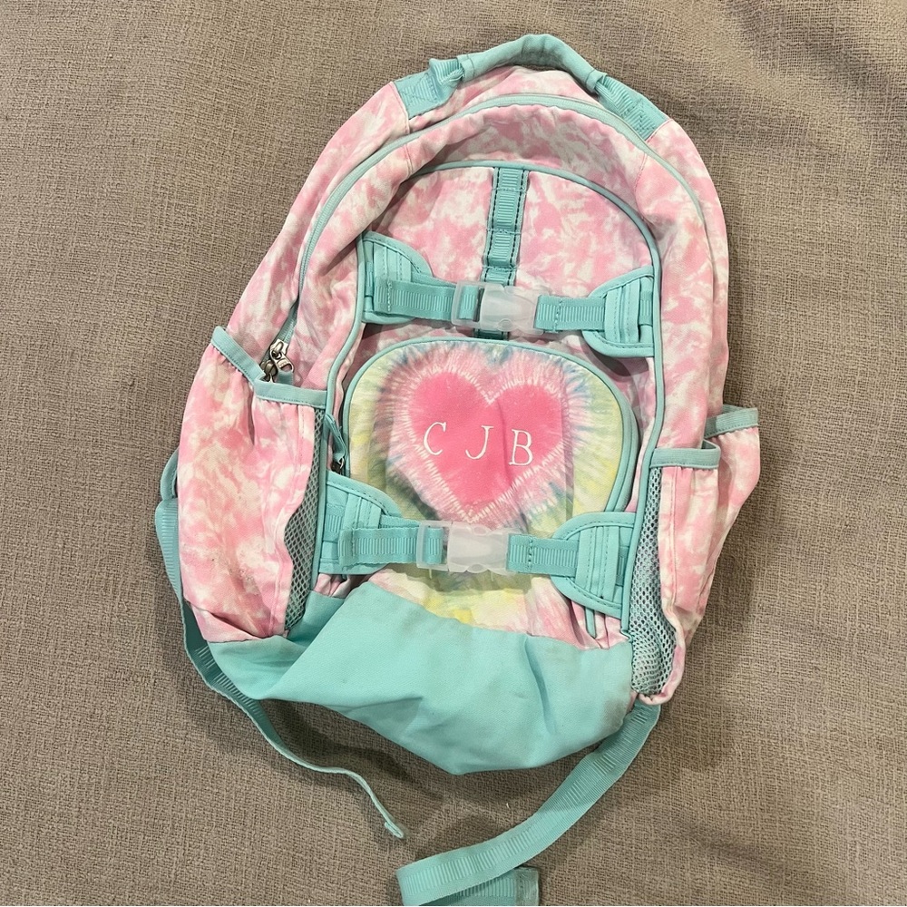 Pottery Barn Kids PBK Heart Tie-Dye Pink Mackenzie Large Backpack